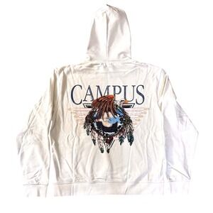 Campus Goods LA Cream‎ Eagle Graphic Hoodie Sweatshirt Mens XL Cotton